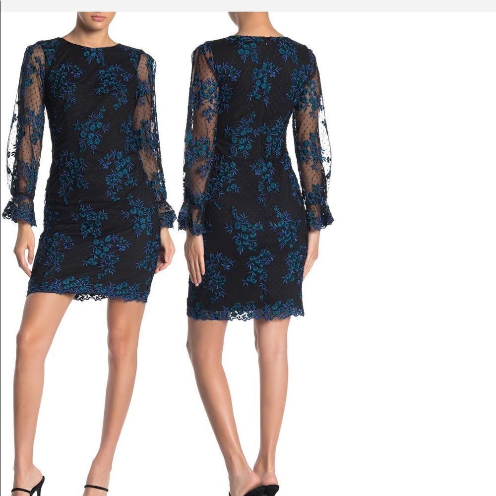 Taylor Women’s mesh floral long sleeve mini dresses size 6, NWT